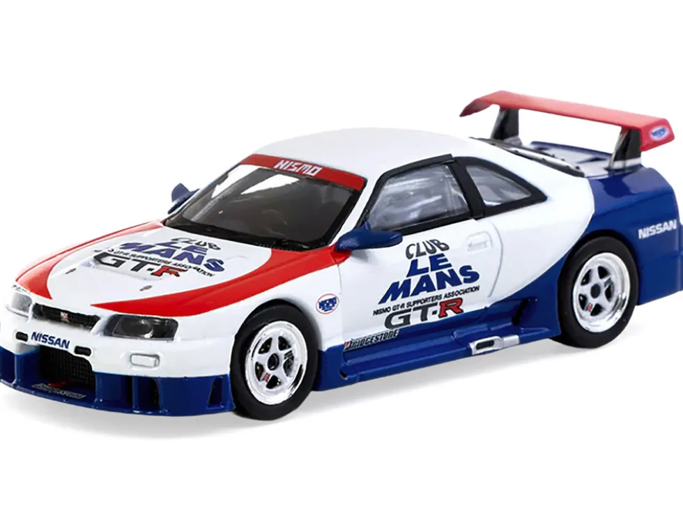 Nissan Nismo GT-R LM RHD (Right Hand Drive) "1995 Launch Version" White with Red and Blue Accents "Hobby64" Series 1/64 Diecast Model Car by Tarmac Works