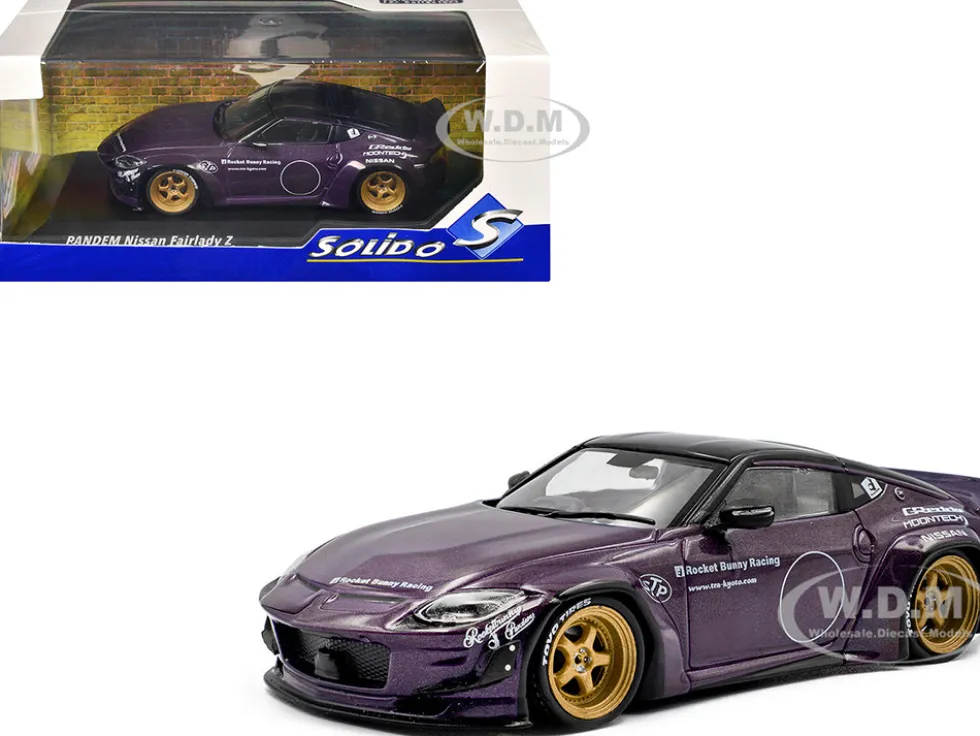 2022 Nissan Pandem Fairlady Z RHD (Right Hand Drive) Purple Metallic with Black Top 1/43 Diecast Model Car by Solido