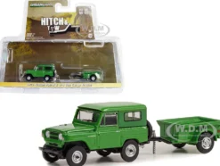 1972 Nissan Patrol Green with 1/4 Ton Cargo Trailer Hitch & Tow Series 25 1/64 Diecast Model Car Greenlight 32250A