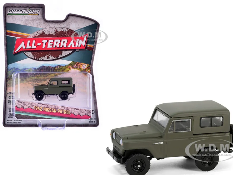 1962 Nissan Patrol Matt Olive Green "All Terrain" Series 16 1/64 Diecast Model Car by Greenlight