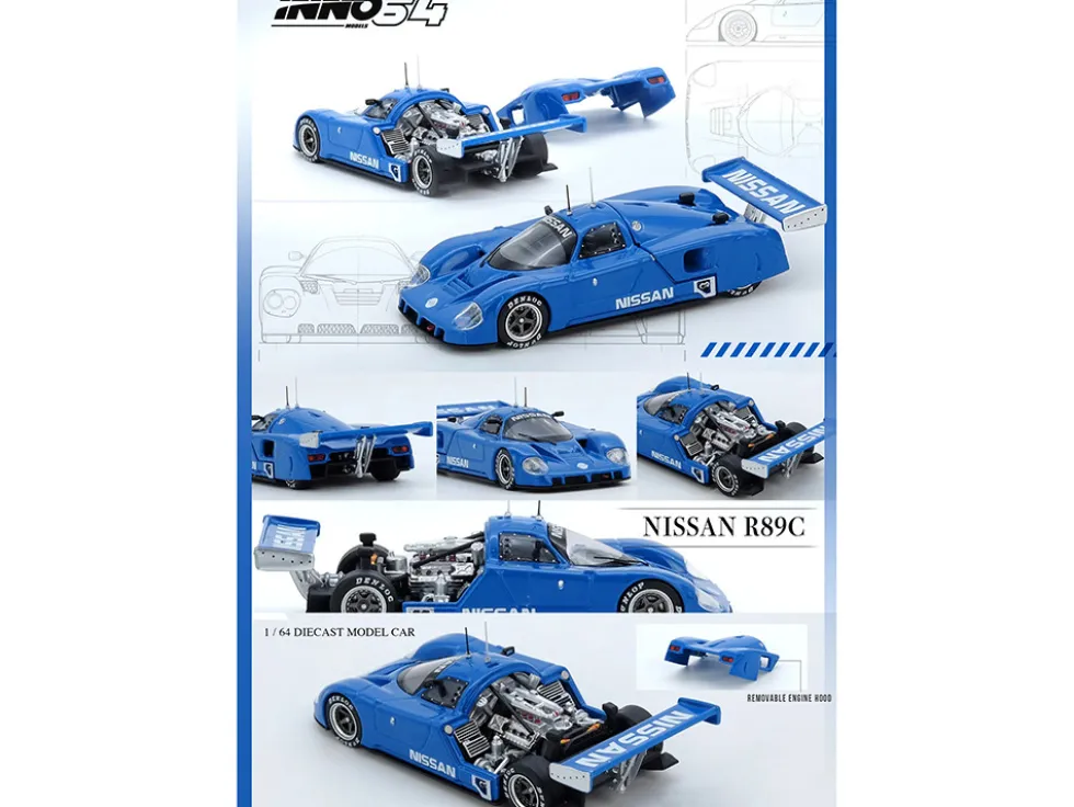 Nissan R89C "Works Prototype" Blue "World Sports Car Championship" (1989) 1/64 Diecast Model Car by Inno Models