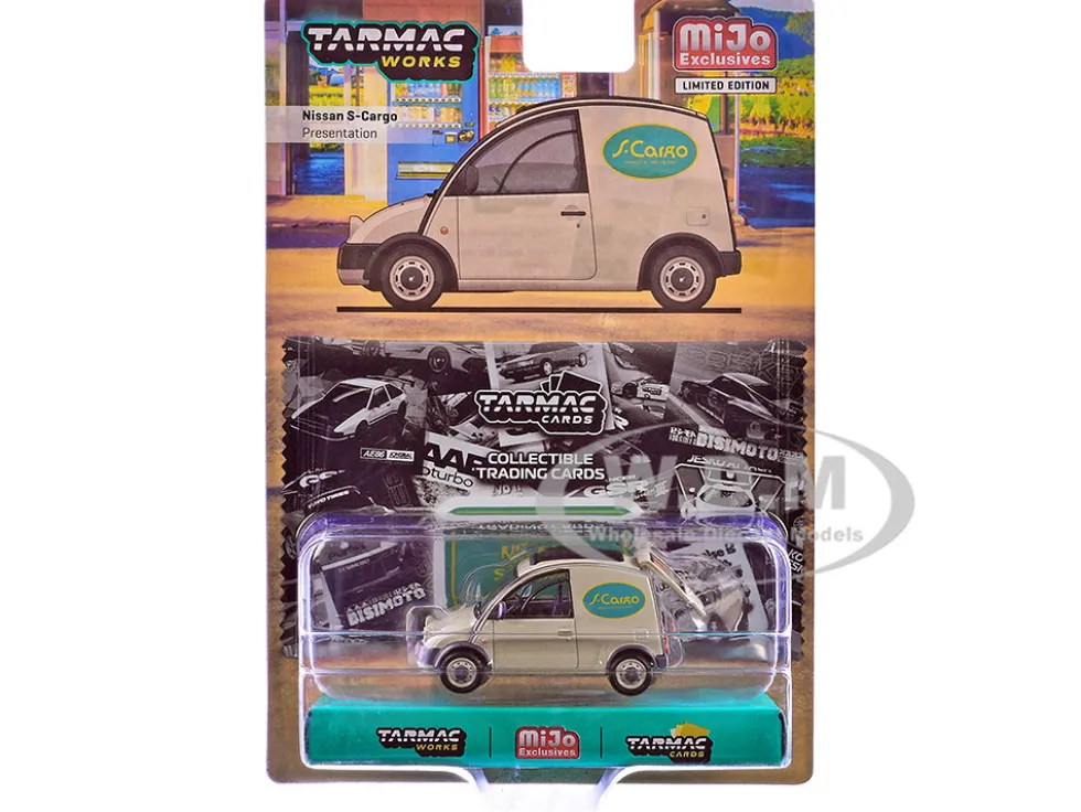 Nissan S-Cargo Van RHD (Right Hand Drive) "Presentation" Beige with Tarmac Cards "Global64" Series 1/64 Diecast Model by Tarmac Works