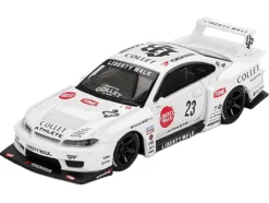 Nissan Silvia (S15) LB-Super Silhouette RHD (Right Hand Drive) #23 "Athlete" White with Graphics Limited Edition 1/64 Diecast Model Car by Mini GT