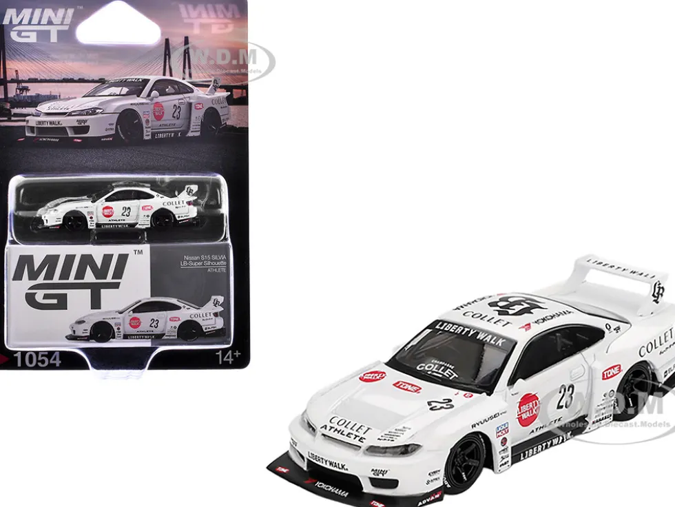 Nissan Silvia (S15) LB-Super Silhouette RHD (Right Hand Drive) #23 "Athlete" White with Graphics Limited Edition 1/64 Diecast Model Car by Mini GT