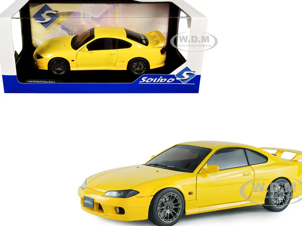 1999 Nissan Silvia (S15) Spec-R Aero RHD (Right Hand Drive) Lightning Yellow 1/18 Diecast Model Car by Solido