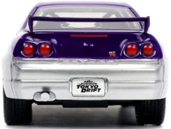 1995 Nissan Skyline GT R BCNR33 Purple and Silver Metallic Fast & Furious Series 1/32 Diecast Model Car Jada