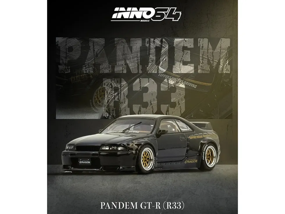 Nissan Skyline GT-R (BCNR33) RHD (Right Hand Drive) "Pandem - Rocket Bunny" Black 1/64 Diecast Model Car by Inno Models