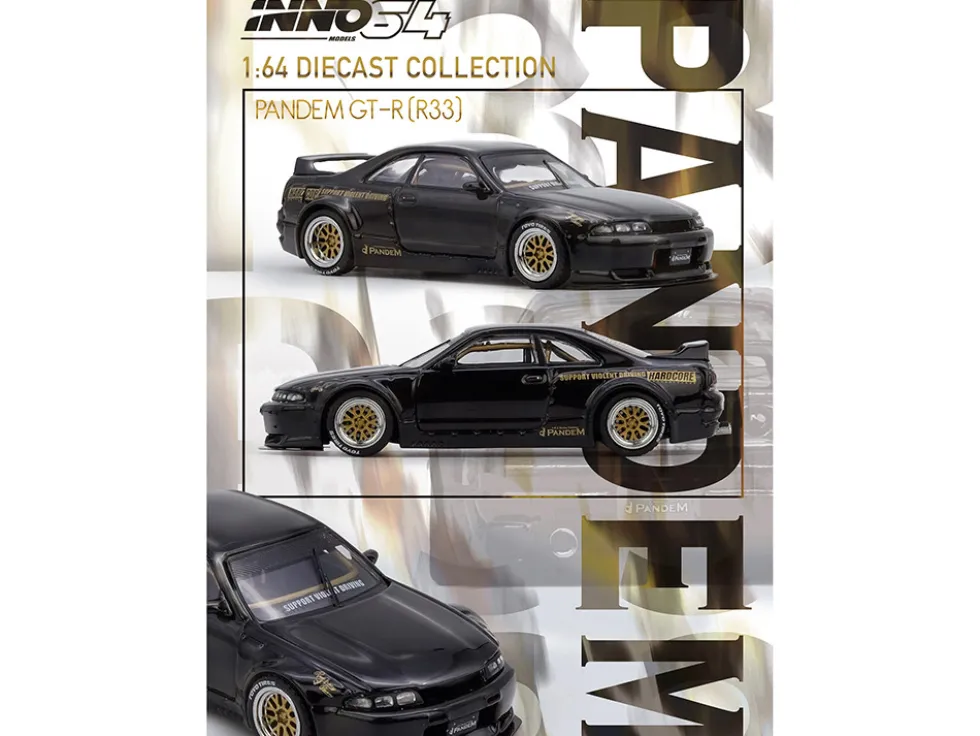 Nissan Skyline GT-R (BCNR33) RHD (Right Hand Drive) "Pandem - Rocket Bunny" Black 1/64 Diecast Model Car by Inno Models