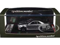 Nissan Skyline GT-R (BNR34) Nismo CRS RHD (Right Hand Drive) Gray Metallic 1/64 Diecast Model Car by Ignition Model