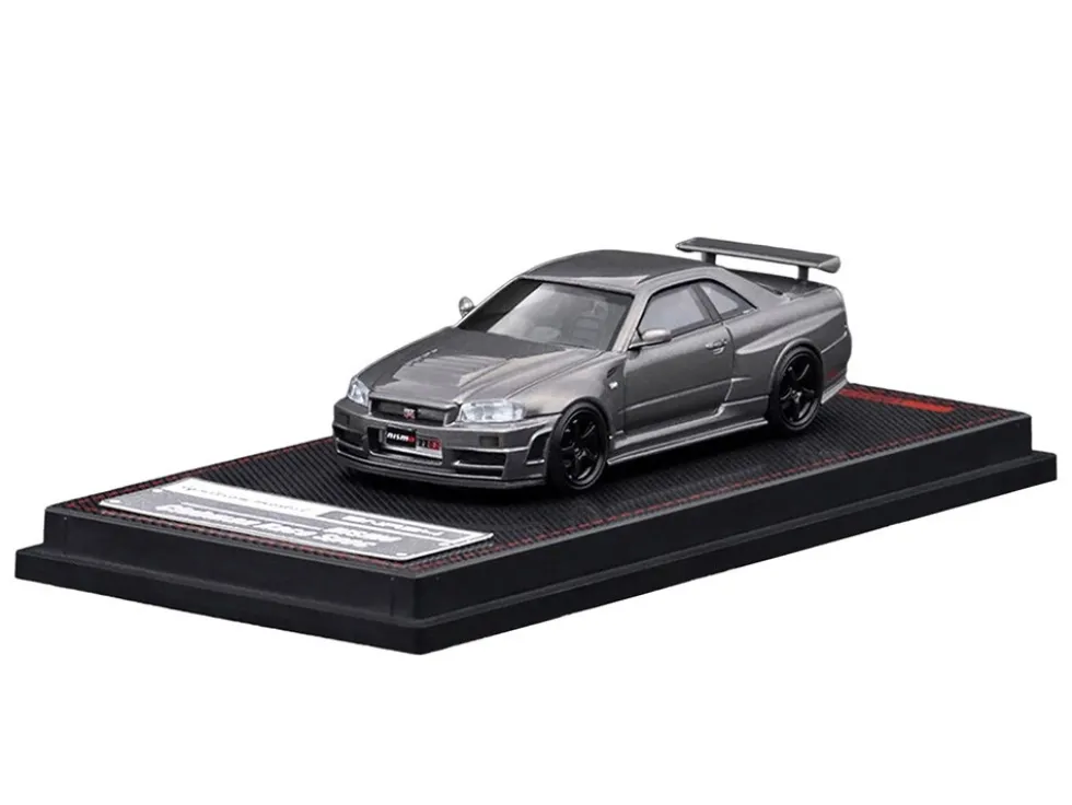 Nissan Skyline GT-R (BNR34) Nismo CRS RHD (Right Hand Drive) Gray Metallic 1/64 Diecast Model Car by Ignition Model
