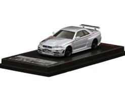 Nissan Skyline GT-R (BNR34) Z-Tune Nismo RHD (Right Hand Drive) Silver Metallic with Graphics 1/64 Diecast Model Car by Ignition Model