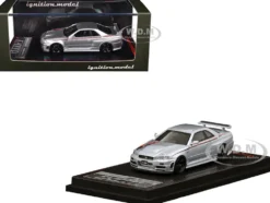 Nissan Skyline GT-R (BNR34) Z-Tune Nismo RHD (Right Hand Drive) Silver Metallic with Graphics 1/64 Diecast Model Car by Ignition Model