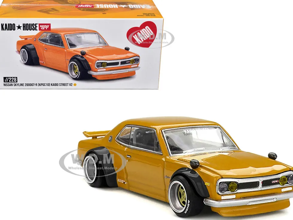 Nissan Skyline 2000GT-R (KPGC10) RHD (Right Hand Drive) "Kaido Street V2" Yellow (Designed by Jun Imai) "Kaido House" Special 1/64 Diecast Model Car by Mini GT