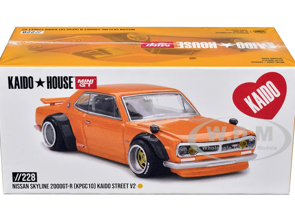 Nissan Skyline 2000GT-R (KPGC10) RHD (Right Hand Drive) "Kaido Street V2" Yellow (Designed by Jun Imai) "Kaido House" Special 1/64 Diecast Model Car by Mini GT