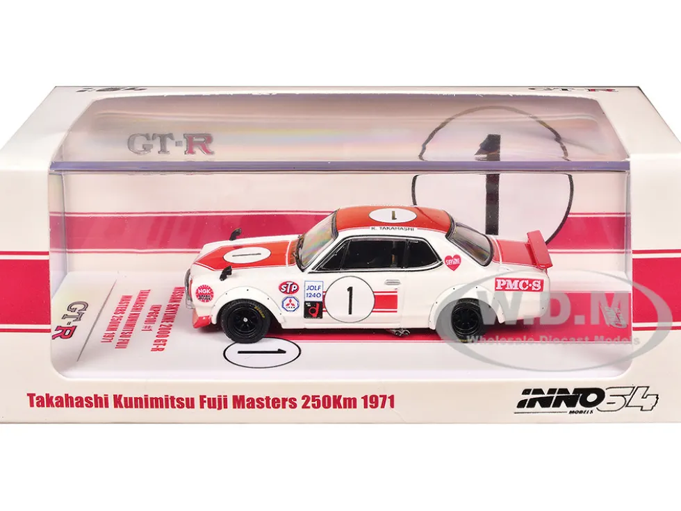 Nissan Skyline 2000 GT-R (KPGC10) #1 RHD (Right Hand Drive) Takahashi Kinimitsu "Fuji Masters 250km" (1971) 1/64 Diecast Model Car by Inno Models