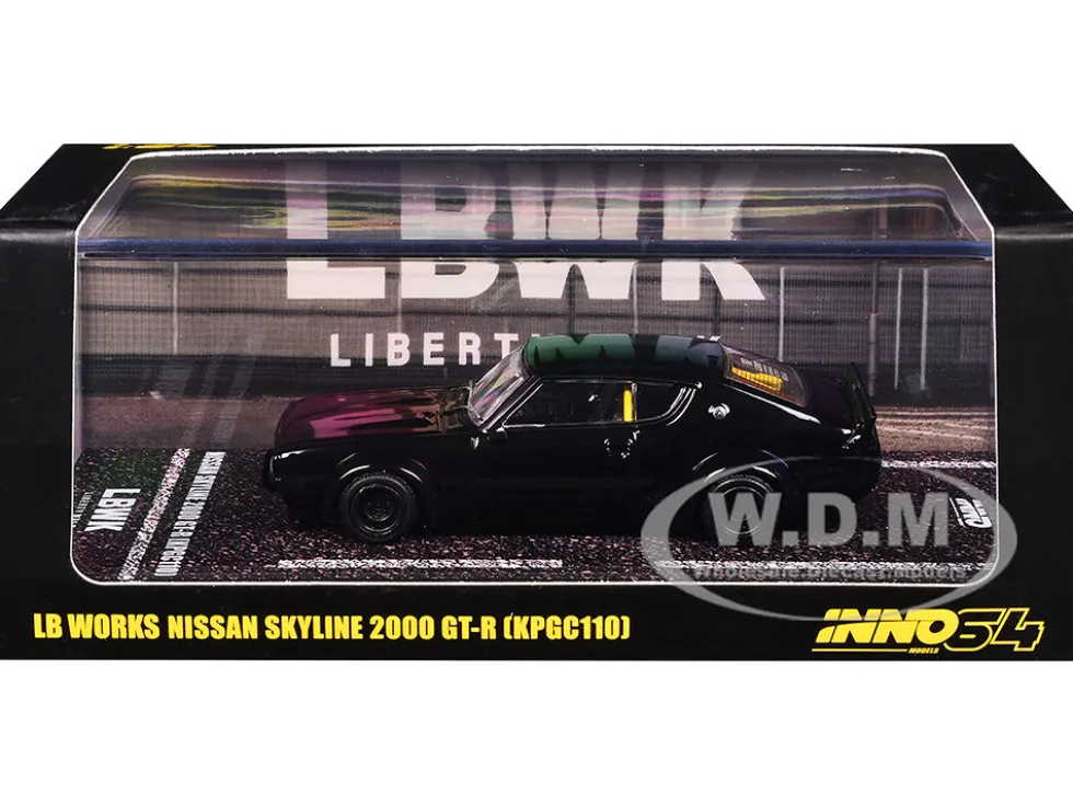Nissan Skyline 2000 GT-R (KPGC110) RHD (Right Hand Drive) "LB-Works" Black 1/64 Diecast Model Car by Inno Models