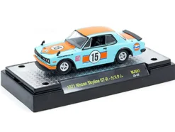 1971 Nissan Skyline GT-R RHD (Right Hand Drive) #15 "Gulf Oil" Light Blue and Orange "Auto-Lifts" Series Limited Edition to 3300 pieces Worldwide 1/64 Diecast Model Car by M2 Machines