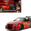 2002 Nissan Skyline GT-R (R34) RHD (Right Hand Drive) Red Metallic and Black "Godzilla vs. Destoroyah" (1995) Movie "Hollywood Rides" Series 1/24 Diecast Model Car by Jada