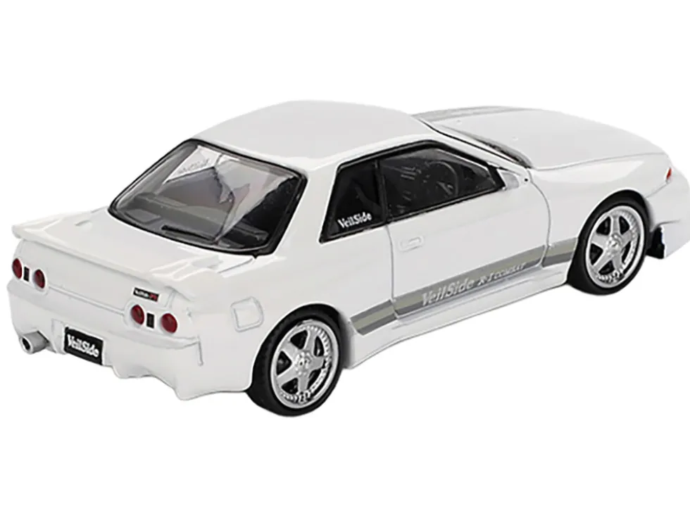Nissan Skyline GT-R (R32) RHD (Right Hand Drive) "Veilside Combat C-I" White with Gray Stripes Limited Edition 1/64 Diecast Model Car by Mini GT