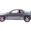 1999 Nissan Skyline GT-R (R34) RHD (Right Hand Drive) Silver Metallic with Purple Wheels 1/18 Diecast Model Car by Solido