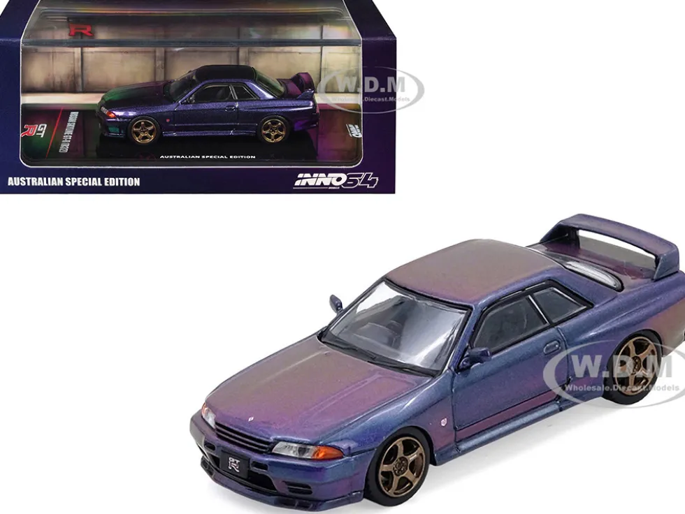 Nissan Skyline GT-R (R32) RHD (Right Hand Drive) Midnight Purple Metallic "Australian Special Edition" 1/64 Diecast Model Car by Inno Models