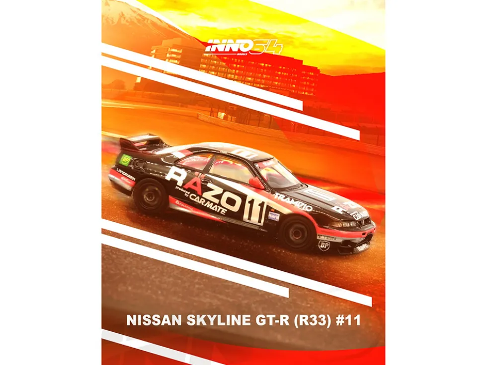 Nissan Skyline GT-R (R33) RHD (Right Hand Drive) #11 "Razo Trampio" N1 Super Endurance Series "Sedan Highland" (1995) 1/64 Diecast Model Car by Inno Models