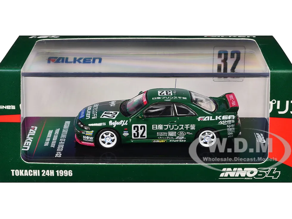 Nissan Skyline GT-R (R33) RHD (Right Hand Drive) #32 "Prince Chiba Falken" N1 Super Endurance Series "Tokachi 24 Hours" (1996) 1/64 Diecast Model Car by Inno Models