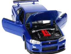 Nissan Skyline GT-R R34 RHD Right Hand Drive Blue Metallic NEX Models 1/24 Diecast Model Car Welly 24108