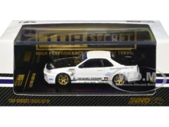Nissan Skyline GT-R (R34) "Top Secret" RHD (Right Hand Drive) White with Carbon Hood 1/64 Diecast Model Car by Inno Models