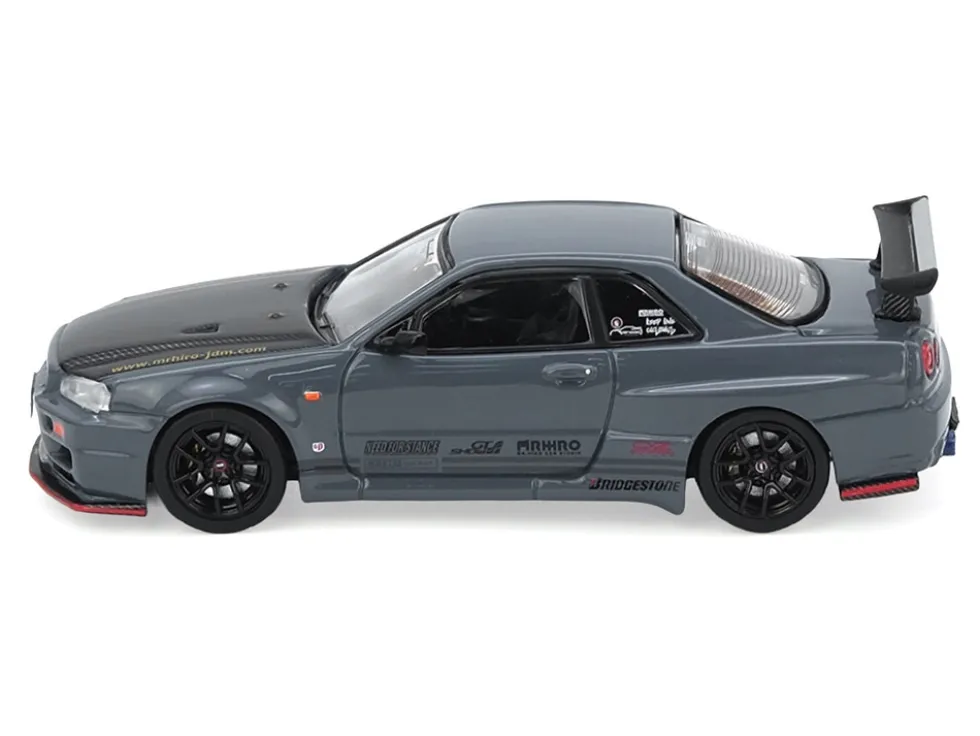Nissan Skyline GT-R (R34) "Top Secret" RHD (Right Hand Drive) Stealth Gray with Carbon Hood "GTSHOW 2025 Event Edition" 1/64 Diecast Model Car by Inno Models