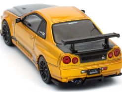 Nissan Skyline GT-R (R34) "Top Secret" RHD (Right Hand Drive) Gold Metallic with Carbon Hood and Trunk "Tokyo Auto Salon 2024 - Malaysia Diecast Expo 2024" 1/64 Diecast Model Car by Inno Models