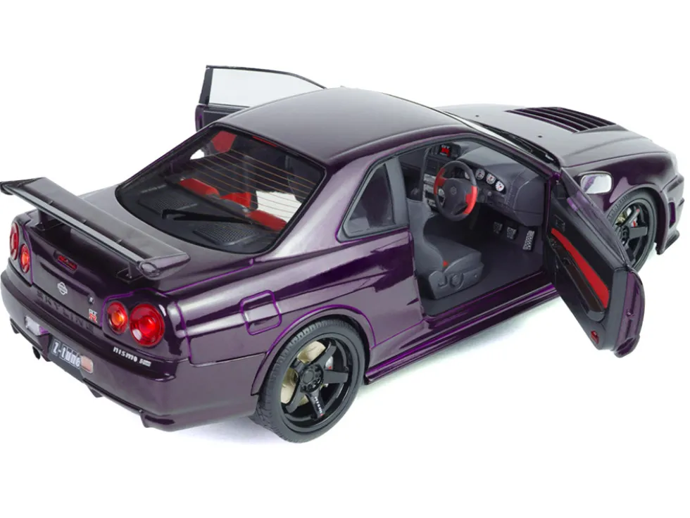 1999 Nissan Skyline GT-R (R34) Z-Tune RHD (Right Hand Drive) Midnight Purple Metallic 1/18 Diecast Model Car by Solido