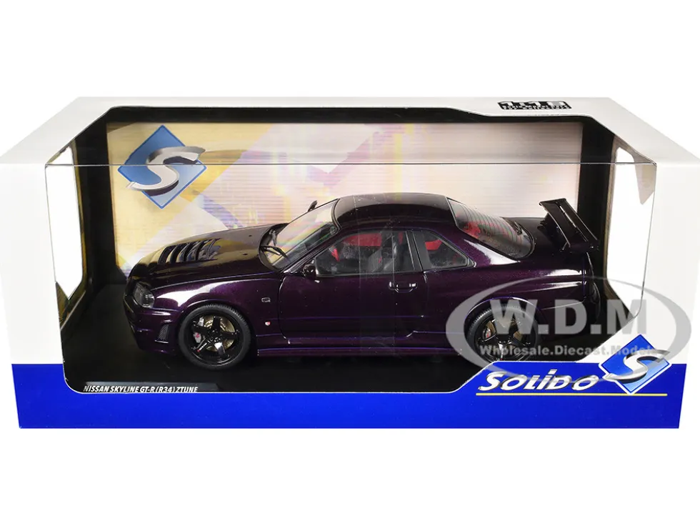 1999 Nissan Skyline GT-R (R34) Z-Tune RHD (Right Hand Drive) Midnight Purple Metallic 1/18 Diecast Model Car by Solido