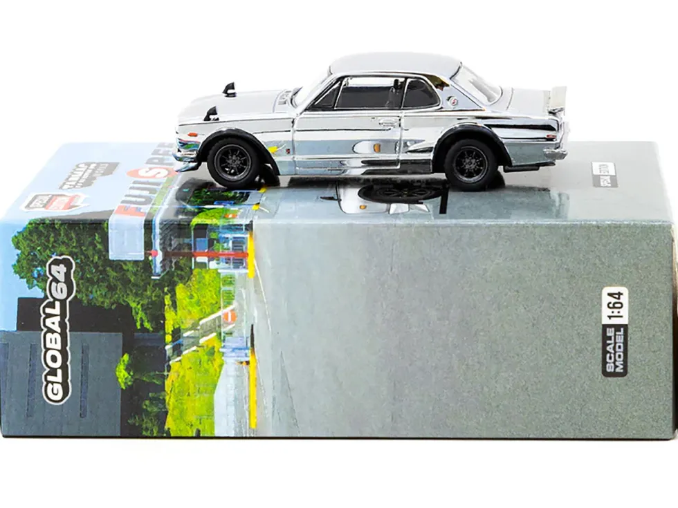 Nissan Skyline HT 2000GT-R RHD (Right Hand Drive) Silver Chrome "Japan Special Edition" "Global64" Series 1/64 Diecast Model Car by Tarmac Works