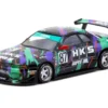 Nissan Skyline (R32) Widebody RHD (Right Hand Drive) #87 "HKS - Designed by Jon Sibal" Black with Graphics with Tarmac Cards "Global64" Series 1/64 Diecast Model by Tarmac Works