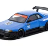 Nissan Skyline (R32) Widebody RHD (Right Hand Drive) #10 "Tarmac Works 10th Anniversary" Blue Metallic "Global64" Series 1/64 Diecast Model Car by Tarmac Works