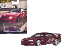 Nissan 240SX (S14) RHD (Right Hand Drive) Maroon with Graphics "The Fast and the Furious" (2001) Movie "Fast & Furious" Series Diecast Model Car by Hot Wheels