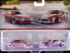 Nissan 240SX (S14) RHD (Right Hand Drive) #19 Red and White and Nissan Silvia (S15) RHD (Right Hand Drive) Red and White "Car Culture" Set of 2 Cars Diecast Model Cars by Hot Wheels