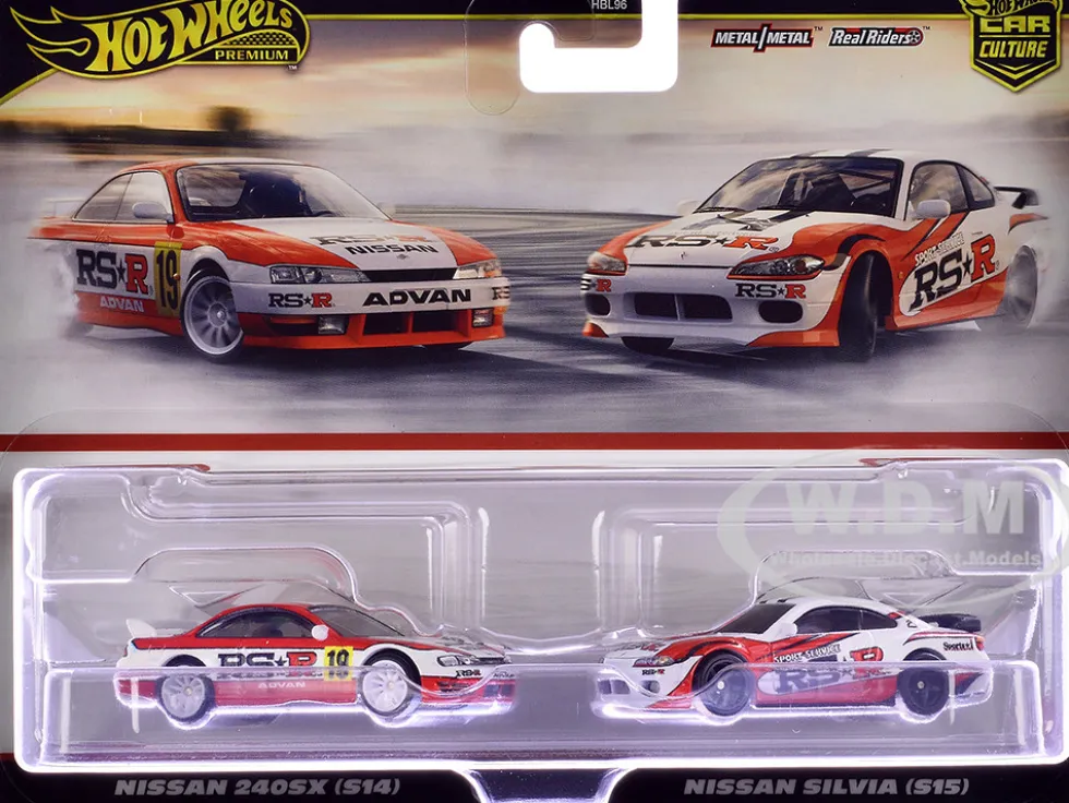 Nissan 240SX (S14) RHD (Right Hand Drive) #19 Red and White and Nissan Silvia (S15) RHD (Right Hand Drive) Red and White "Car Culture" Set of 2 Cars Diecast Model Cars by Hot Wheels