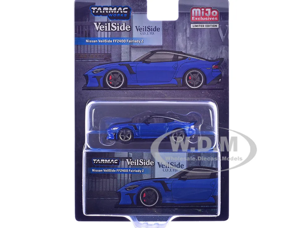 Nissan VeilSide FFZ400 Fairlady Z RHD (Right Hand Drive) Blue Metallic with Black Top "Global64" Series 1/64 Diecast Model by Tarmac Works
