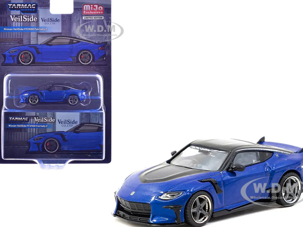 Nissan VeilSide FFZ400 Fairlady Z RHD (Right Hand Drive) Blue Metallic with Black Top "Global64" Series 1/64 Diecast Model by Tarmac Works