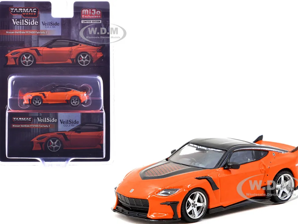 Nissan VeilSide FFZ400 Fairlady Z RHD (Right Hand Drive) Orange with Black Top "Global64" Series 1/64 Diecast Model by Tarmac Works
