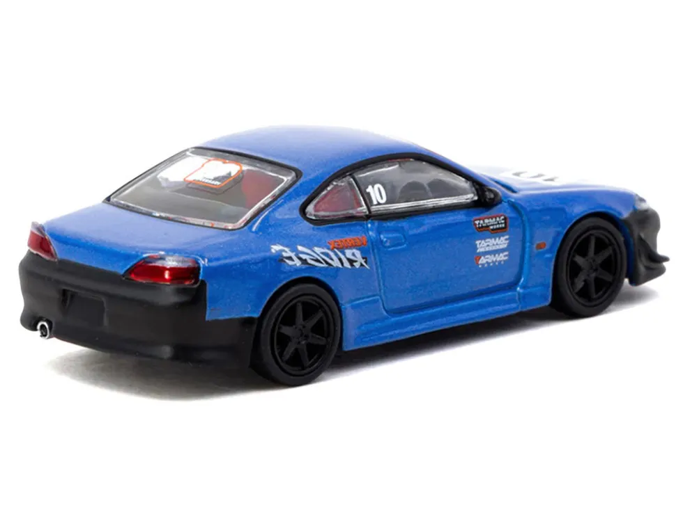 Nissan Vertex Silvia (S15) RHD (Right Hand Drive) #10 "Tarmac Works 10th Anniversary" Blue Metallic "Global64" Series 1/64 Diecast Model Car by Tarmac Works
