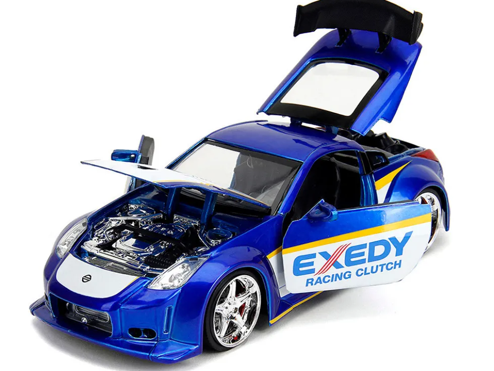 2003 Nissan 350Z "Exedy Racing Clutch" Candy Blue and White "JDM Tuners" Series 1/24 Diecast Model Car by Jada