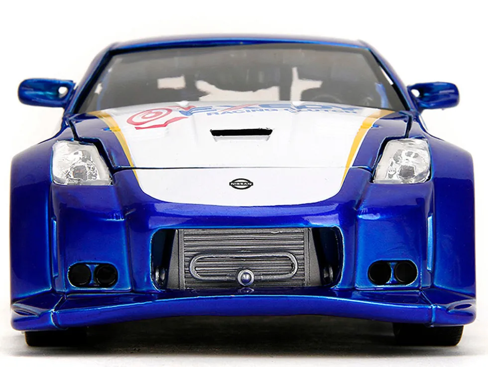 2003 Nissan 350Z "Exedy Racing Clutch" Candy Blue and White "JDM Tuners" Series 1/24 Diecast Model Car by Jada