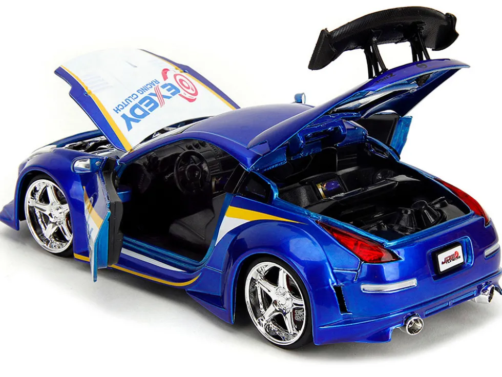 2003 Nissan 350Z "Exedy Racing Clutch" Candy Blue and White "JDM Tuners" Series 1/24 Diecast Model Car by Jada