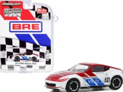 2019 Nissan 370Z #46 John Morton Chrome Red White BRE Brock Racing Enterprises Chrome Edition Limited Edition 2750 pieces Worldwide 1/64 Diecast Model Car Greenlight 51332