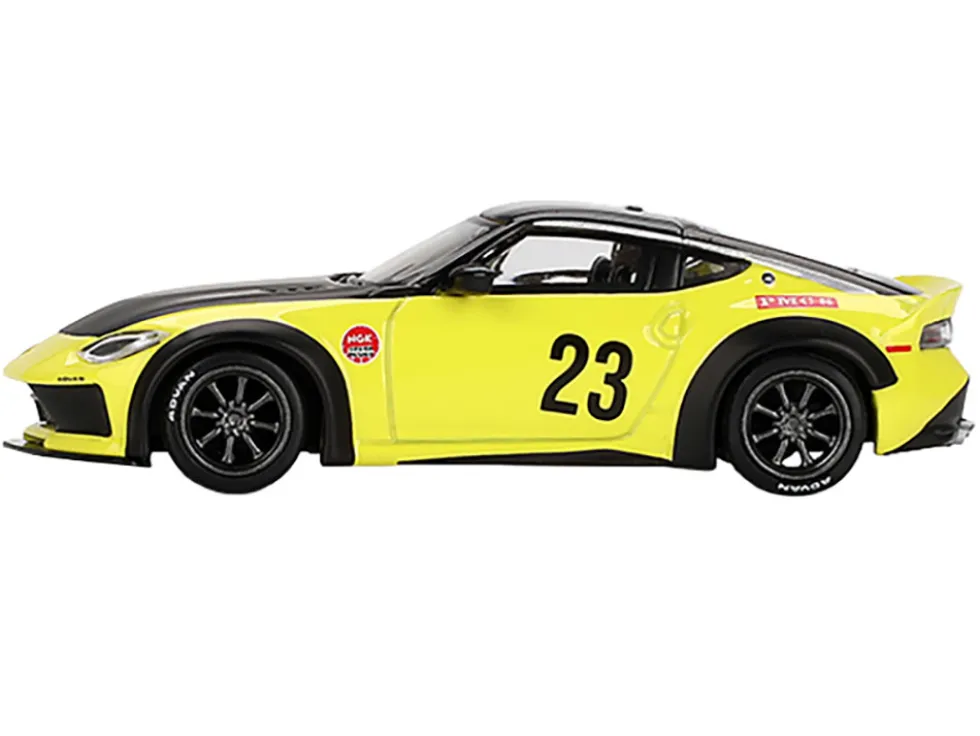 Nissan Z "LB-Nation Works" #23 Ikazuchi Yellow with Black Hood and Top Limited Edition 1/64 Diecast Model Car by Mini GT