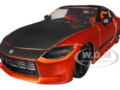 2023 Nissan Z Orange Metallic with Carbon Hood and Black Top "JDM Tuners" Series 1/24 Diecast Model Car by Jada