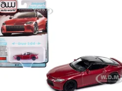 2023 Nissan Z Passion Red Metallic with Black Top "Import Legends" Series 1/64 Diecast Model Car by Auto World
